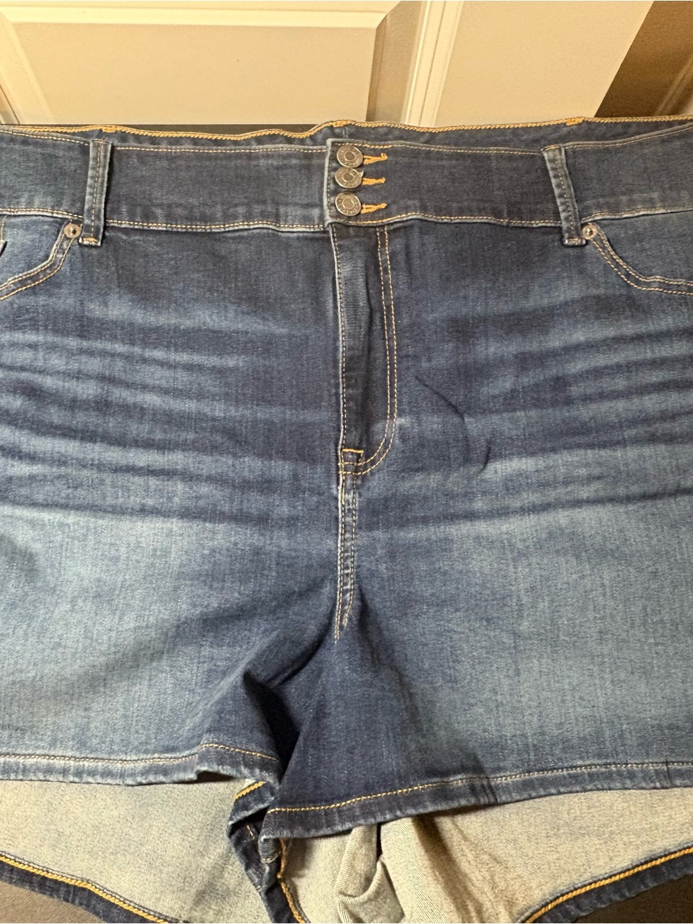 torrid Indigo High-Rise Triple-Button Jean Shorts